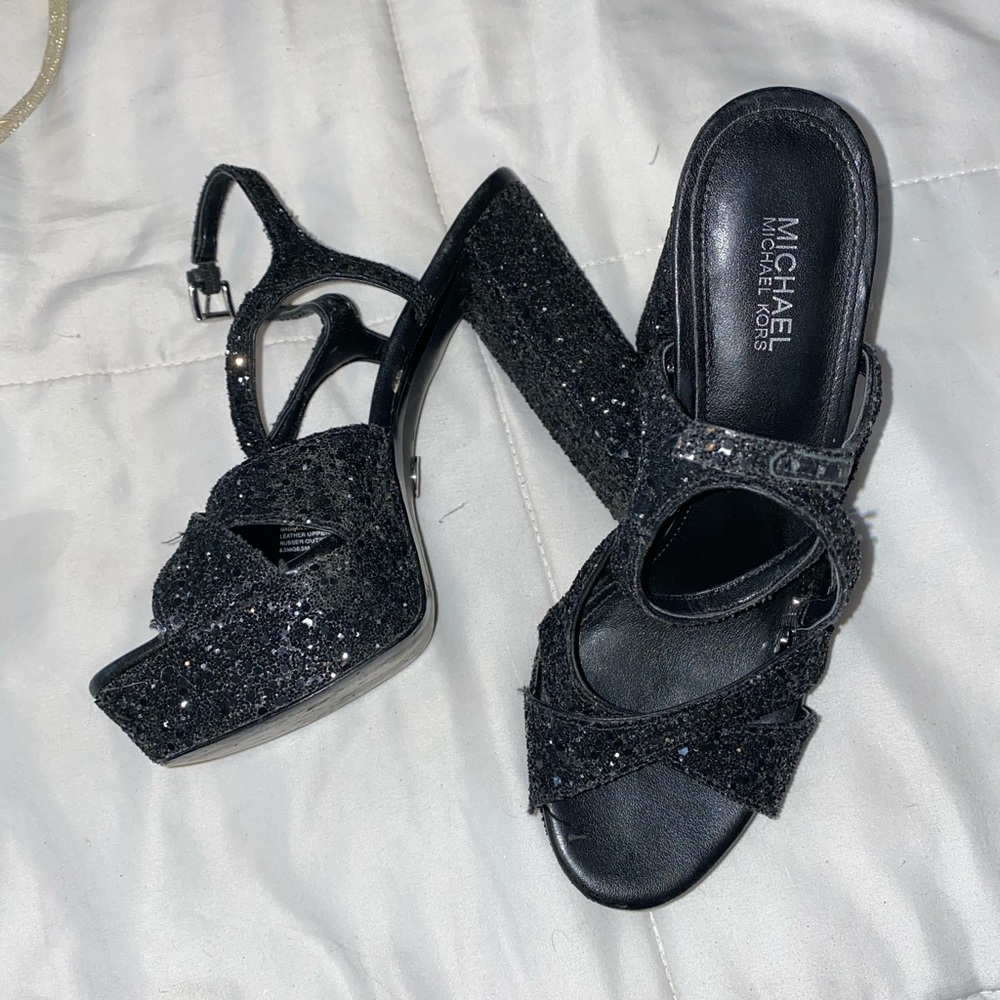 Black sparkly Steve Madden heals